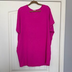 JODIFL Hot Pink V-Neck Tunic Top/Dress - Medium